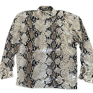Stuart Lang Vintage Snakeskin Print Snap button Blouse Size 10
